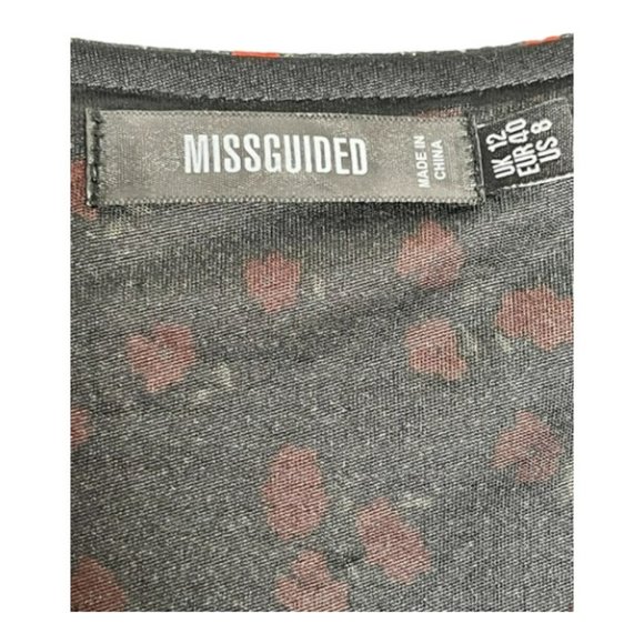 Missguided Dotted Floral Mini Tea Dress - Black/Red - 8 - Picture 11 of 12